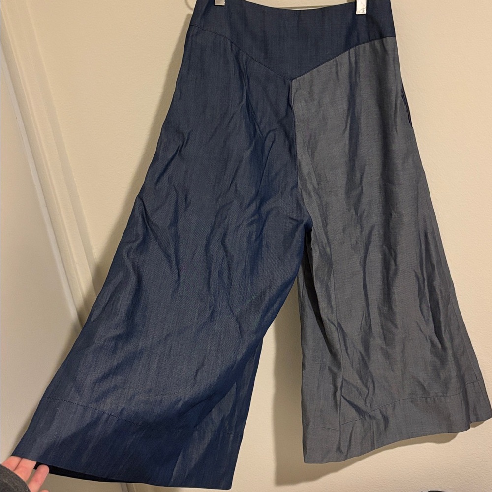 Archerie NYC Designer Two-Toned Blue Wide Leg Culottes Pants Size 2 - Picture 8 of 9